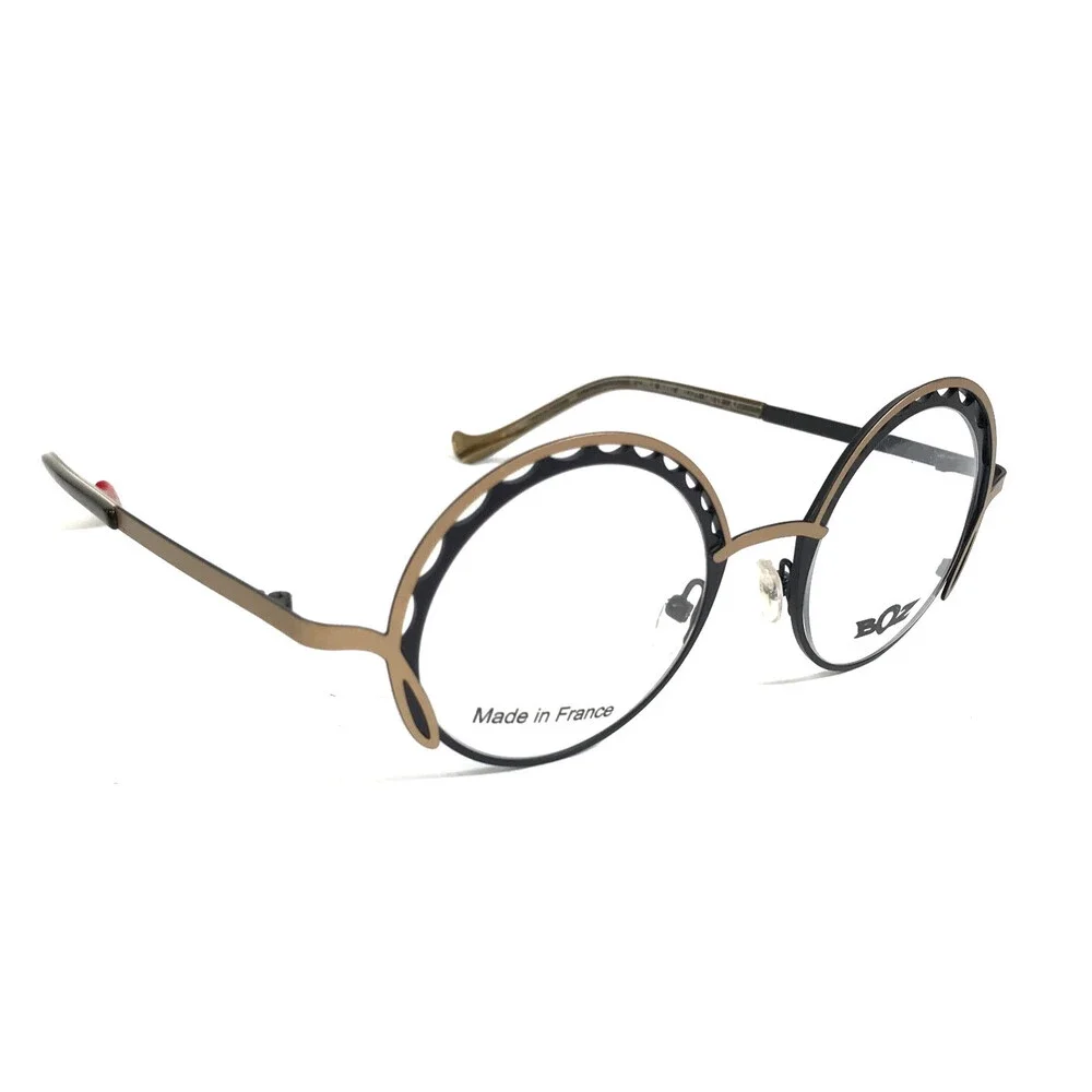 BOZ Eyeglasses Frames MICHKA 5000 Matte Black Gold Round Full Rim 46-21-140